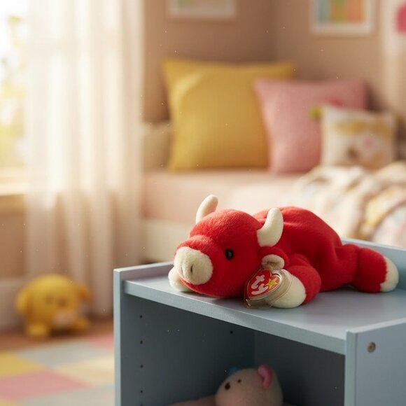 Ty Beanie Baby Snort The Bull Plush Red With Cream Horns & Hooves Retired Collec - Picture 2 of 7